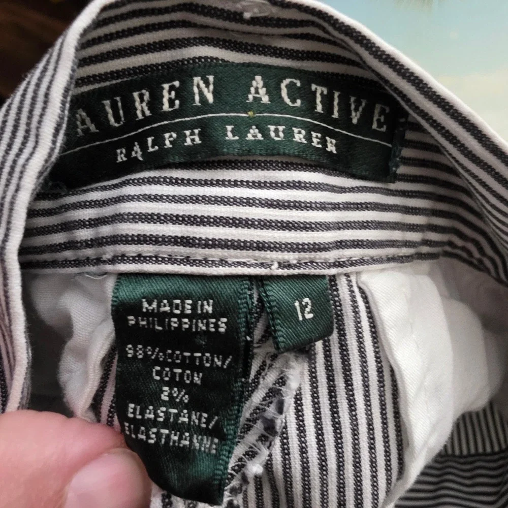 Lauren Active Ralph Lauren Womens‎ Blue White Striped Seersucker Shorts Size 12